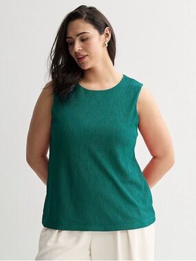 Nine West Sleeveless Green Textured pleated Top size 2X